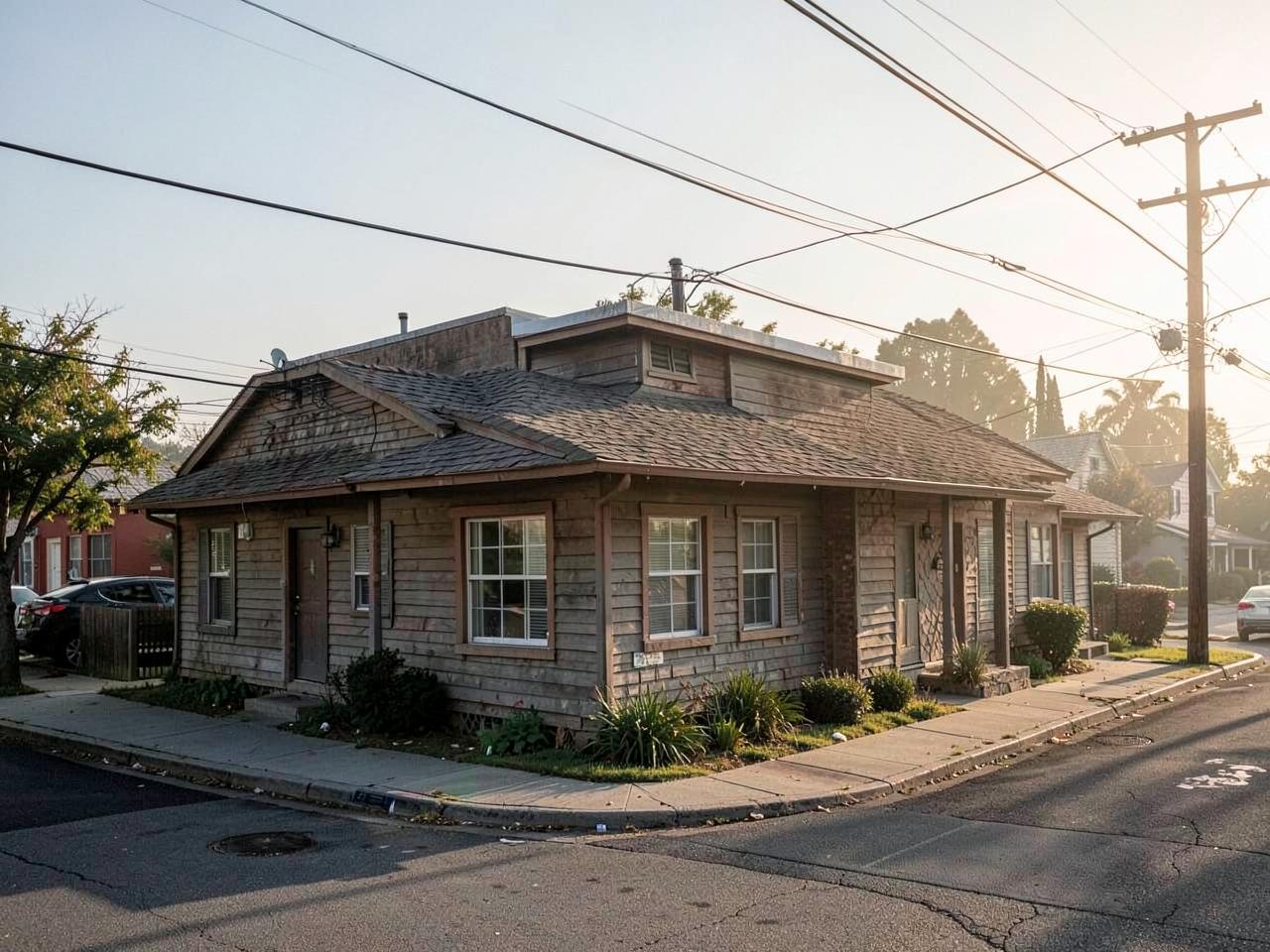 Older National City, CA bungalow with a flat torch-down roof section and shingles